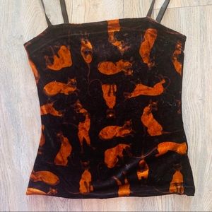 Velvet spaghetti adjustable velvet tank top